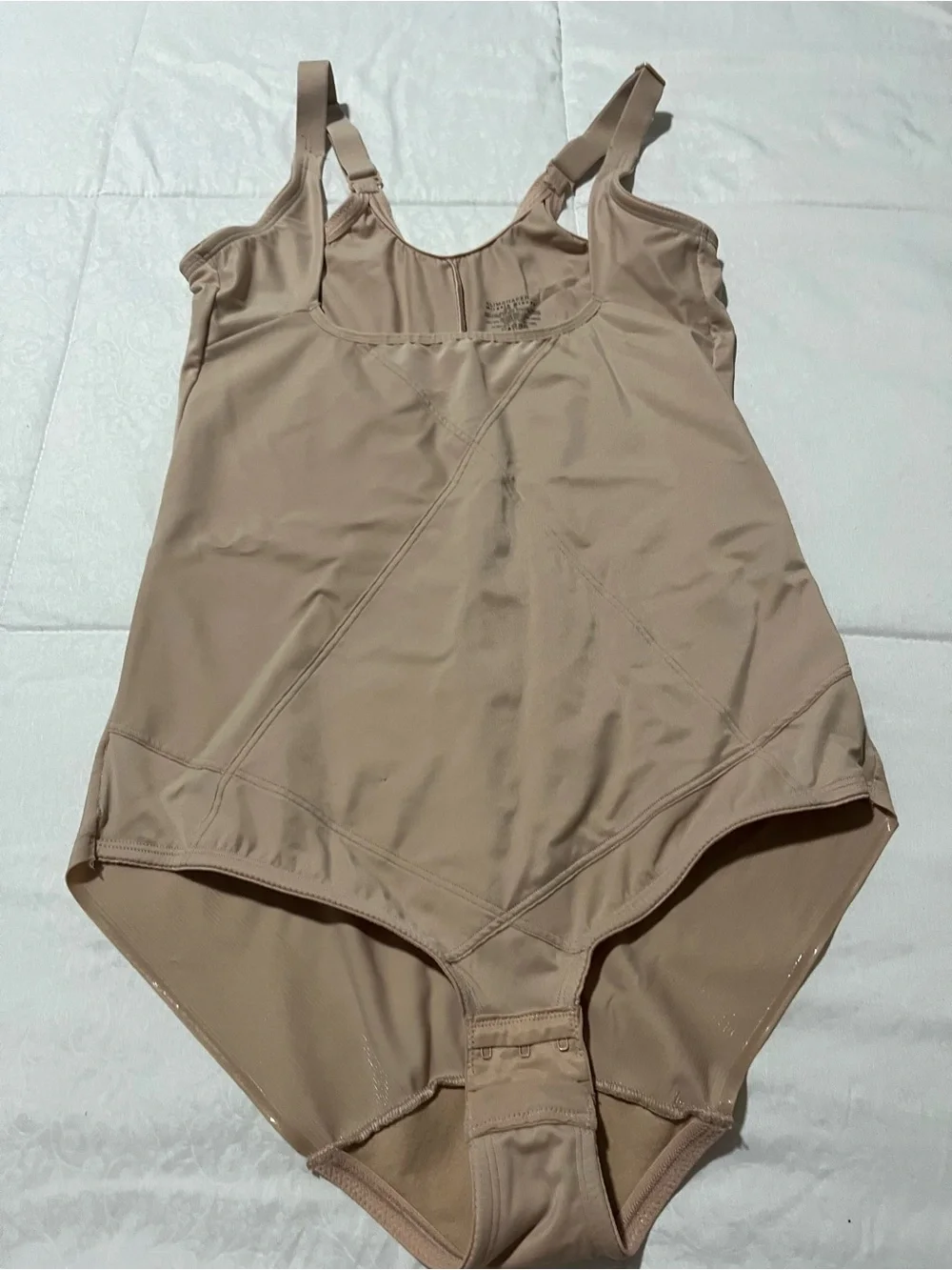 Girls Beige One-Piece Swimsuit with Adjustable Straps